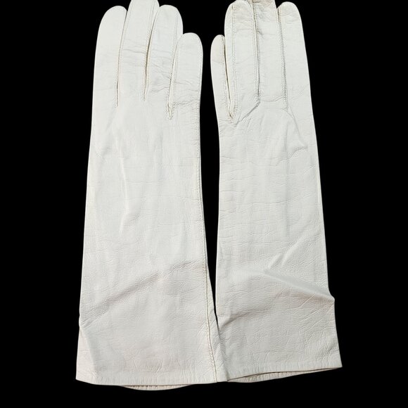 Vintage 100% Leather Silk Lined Opera Gloves By Fownes Made In France Size 7 - Picture 1 of 6